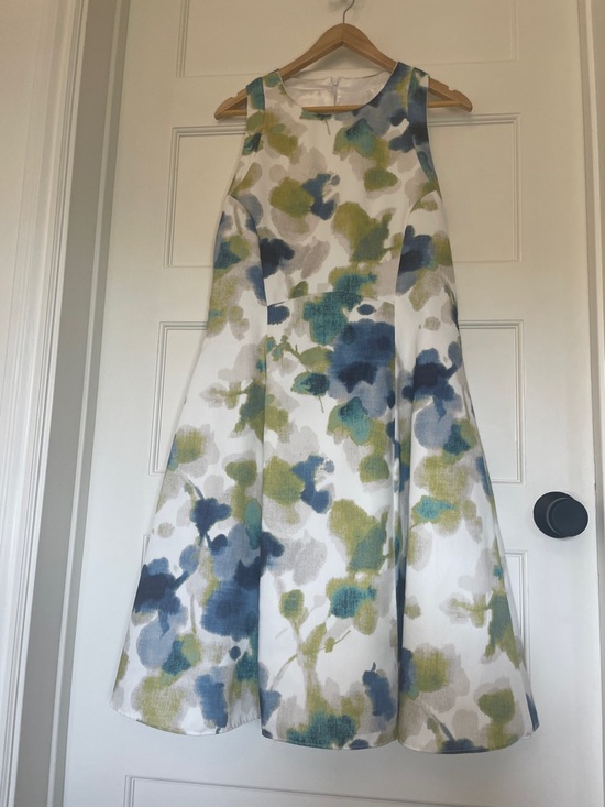 Dresses & Skirts - New Sleeveless Floral Watercolor A-Line Dress in Teal & Olive